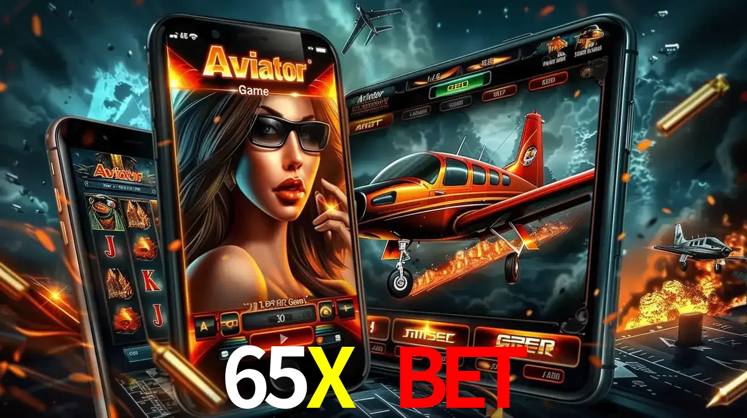 O popular jogo de apostas Aviator exibido em vários celulares e tablets, mostrando a interface emocionante e a ação de voo disponíveis para jogar agora no 65X BET.
