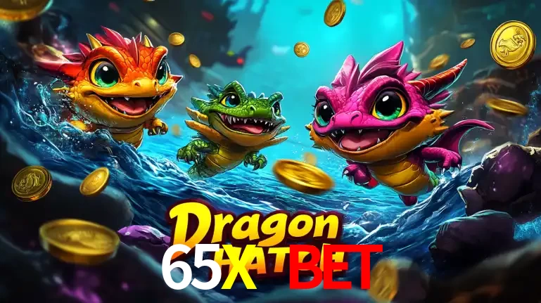 Arte promocional do jogo Dragon Hatch com três adoráveis dragões bebês nadando entre moedas de ouro, um dos slots mais divertidos para jogar no cassino 65X BET.