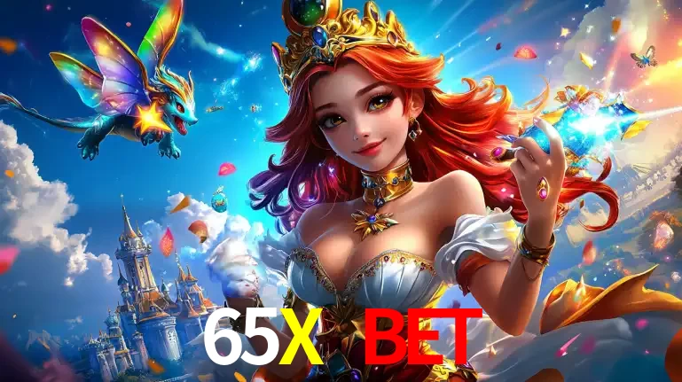 A princesa de um reino de fantasia mágico, com seu pequeno dragão, apresentando um mundo de prêmios encantados nos jogos de caça-níqueis do cassino 65X BET.